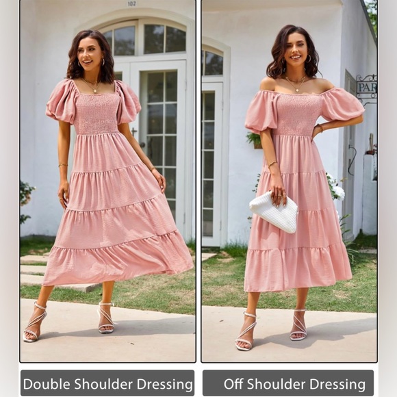 NWT Women's Square Neck Short Puff Sleeve Solid Color - Picture 5 of 12